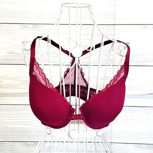 Auden racerback underwire bra with front closure - burgundy red Size 36D